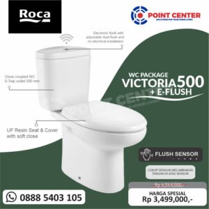 TERMURAH ROCA PROMO CLOSET DUDUK VICTORIA 500 ELONGETED + E-FLUSH