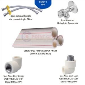 TERMURAH KELENGKAPAN WATER HEATER/AKSESORIS/SELANG FLEXIBLE PAKET 1PPR