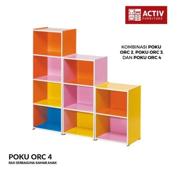TERMURAH ACTIV FURNITURE POKU ORC 4 LEMARI RAK BUKU 4 SUSUN 40 x 118 - Image 3