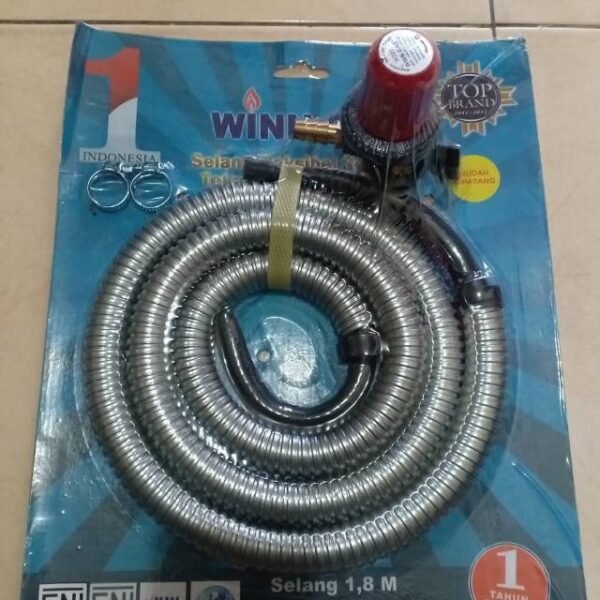 TERMURAH WINN GAS PAKET REGULATOR SELANG FLEXIBLE 1,8M HIGH PRESSURE M - Image 2
