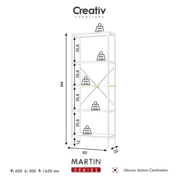 TERMURAH ACTIV FURNITURE MARTIN BC 65 J LEMARI RAK BUKU 60 X 165 CM - Image 2