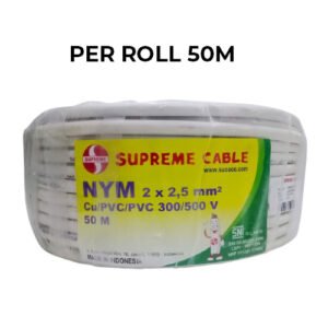 TERMURAH SUPREME KABEL LISTRIK NYM 2X2.5 TUNGGAL PER ROLL 100M 2 X 2,5