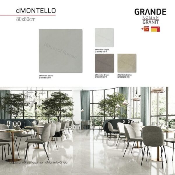 TERMURAH ROMAN GRANIT GRANDE 80 X 80 GT809215HFR DMONTELLO SCURO - Image 3