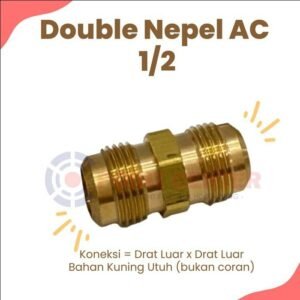 TERMURAH DOUBLE NEPEL AC 1/2 SAMBUNGAN PIPA AC KUNINGAN
