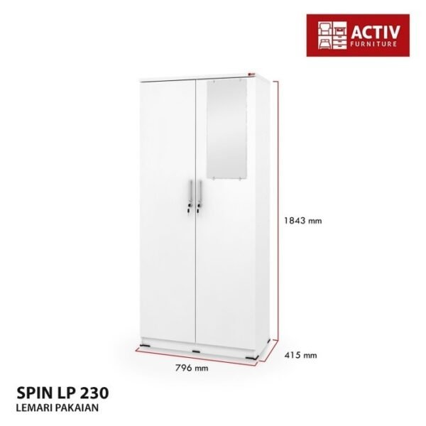 TERMURAH ACTIV FURNITURE SPIN LP 230 LEMARI PAKAIAN 2 PINTU CERMIN - Image 2