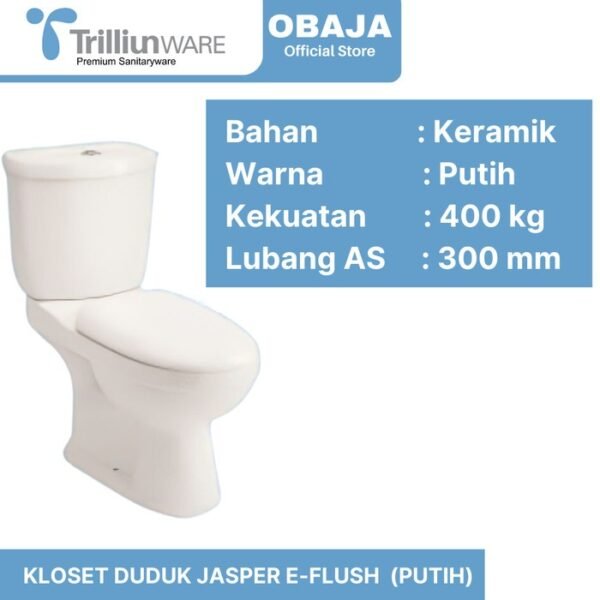 TERMURAH TRILLIUN KLOSET DUDUK JASPER E-FLUSH PUTIH TRILLIUN - Image 2
