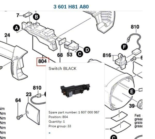 TERMURAH 1607000967 BOSCH SWITCH GWS 22-180/GWS 20-230/GWS 22-180 - Image 2