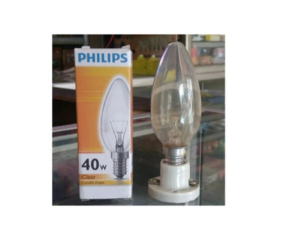 TERMURAH BOHLAM LAMPU PIJAR PHILIPS CANDLE 40W 40WATT 40 WATT CLEAR - Image 2