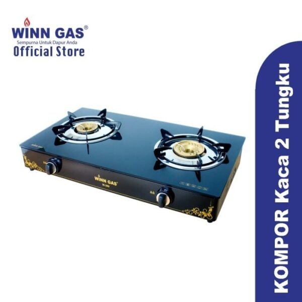 TERMURAH WINN GAS KOMPOR GAS 2 TUNGKU W399 TEMPERED GLASS - HITAM - Image 2