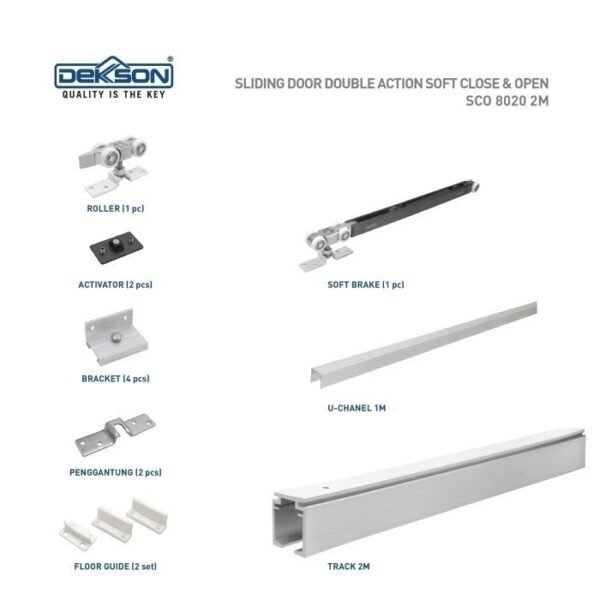 TERMURAH DEKKSON Rel Pintu Sliding Dobel DBL ACT SOFT SCO 8020 2M - Image 2