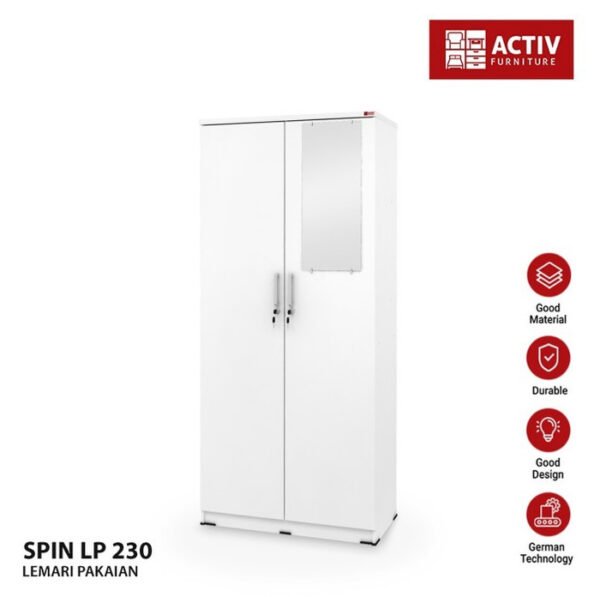 TERMURAH ACTIV FURNITURE SPIN LP 230 LEMARI PAKAIAN 2 PINTU CERMIN - Image 3