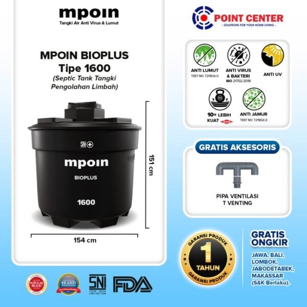 TERMURAH MPOIN BIOPLUS 1000L - TANGKI SEPTIC TANK - Image 2