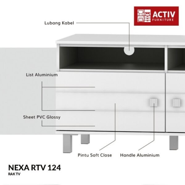 TERMURAH ACTIV FURNITURE NEXA RTV 124 RAK MEJA TV BUFFET MODERN - Image 3