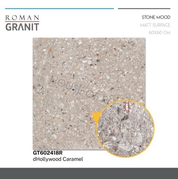 TERMURAH ROMAN GRANIT 60 X 60 GT602418R DHOLLYWOOD CARAMEL - Image 4
