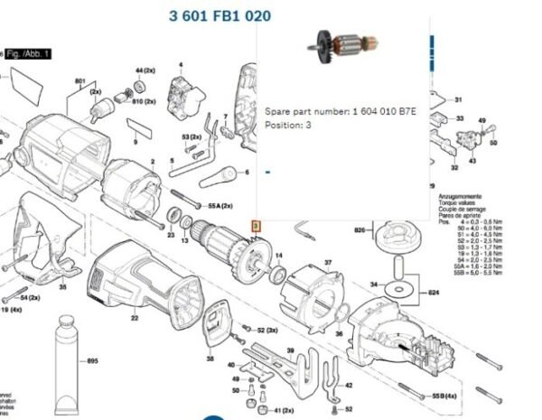 TERMURAH 1604010B7E BOSCH ARMATURE GSA 120 / SPARE PART - Image 2