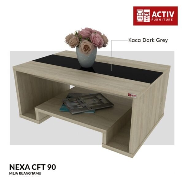 TERMURAH ACTIV FURNITURE NEXA CFT 90 MEJA TAMU MOTIF KAYU MODERN - Image 3