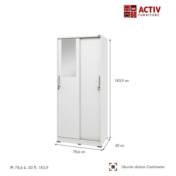 TERMURAH ACTIV FURNITURE SPIN SL 81 LEMARI SLIDING 2 PINTU PLUS CERMIN - Image 3