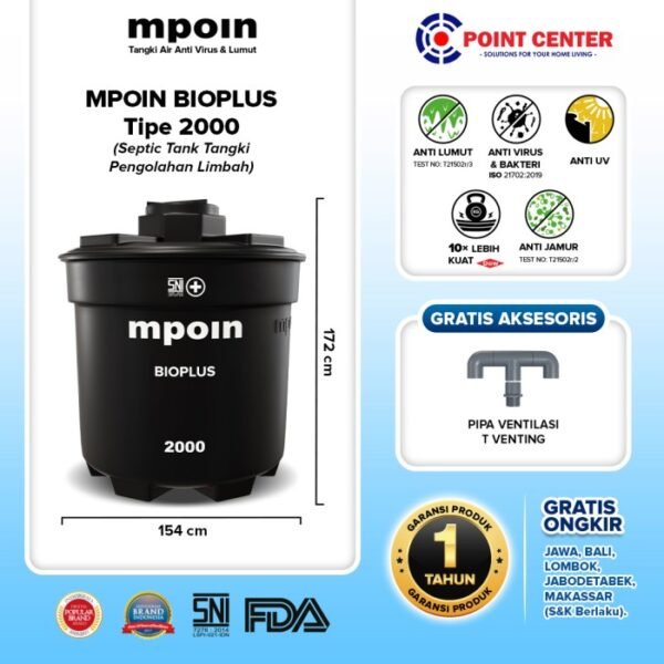 TERMURAH MPOIN BIOPLUS 1000L - TANGKI SEPTIC TANK - Image 4