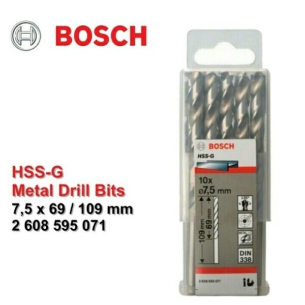 TERMURAH BOSCH MATA BOR HSS-G METAL DRILL BIT 7.5 MM X 10 PCS - Image 2