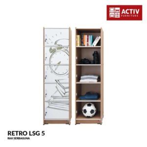 TERMURAH ACTIV FURNITURE RETRO LSG 5 LEMARI RAK BUKU 5 SUSUN