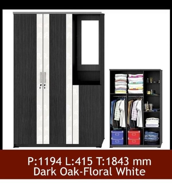 TERMURAH ACTIV FURNITURE SPIN LPM 322 LEMARI PAKAIAN 3 PINTU KAYU KACA - Image 2