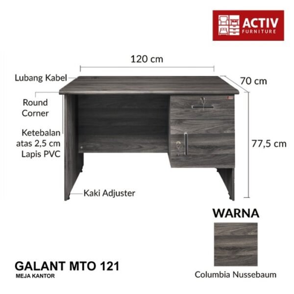 TERMURAH ACTIV FURNITUR GALANT MTO 121 MEJA KANTOR KERJA BELAJAR TULIS - Image 3
