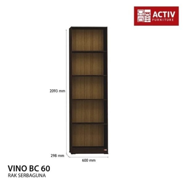 TERMURAH ACTIV FURNITURE VINO BC 60 X 210 CM RAK BUKU KECIL 5 SUSUN - Image 4