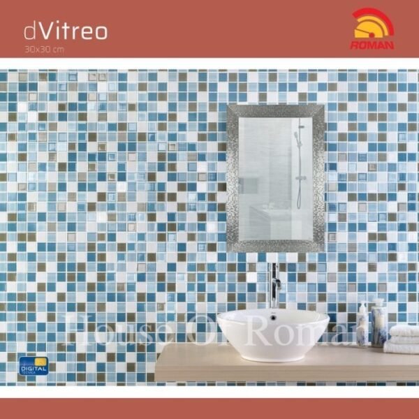 TERMURAH ROMAN KERAMIK PRE CUT 30 X 30 PWA33718 DVITREO BLUE GOL B - Image 2