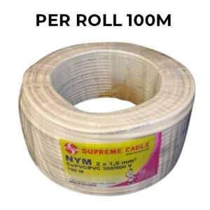 TERMURAH SUPREME KABEL LISTRIK NYM 2X1.5 TUNGGAL PER ROLL 100M 2 X 1,5