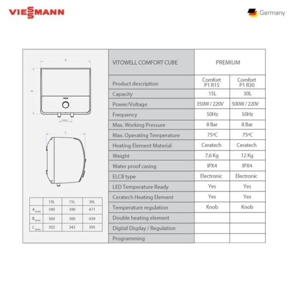 TERMURAH WATER HEATER VIESSMANN LISTRIK 30L 500W VITOWELL COMFORT P1 - Image 5