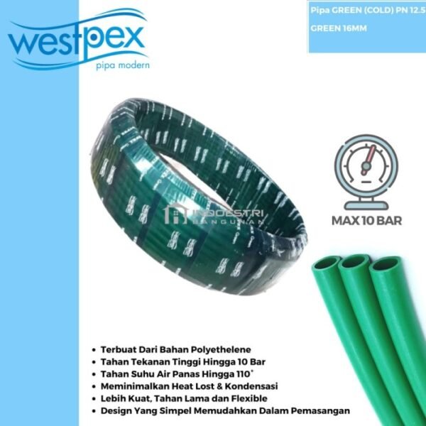 TERMURAH WESTPEX PIPA GREEN PN-12,5 25MM (1 INCH) PERROLL 50M DINGIN