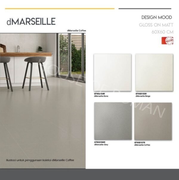 TERMURAH ROMAN GRANIT 60 X 60 GT602154R DMARSEILLE BONE - Image 3