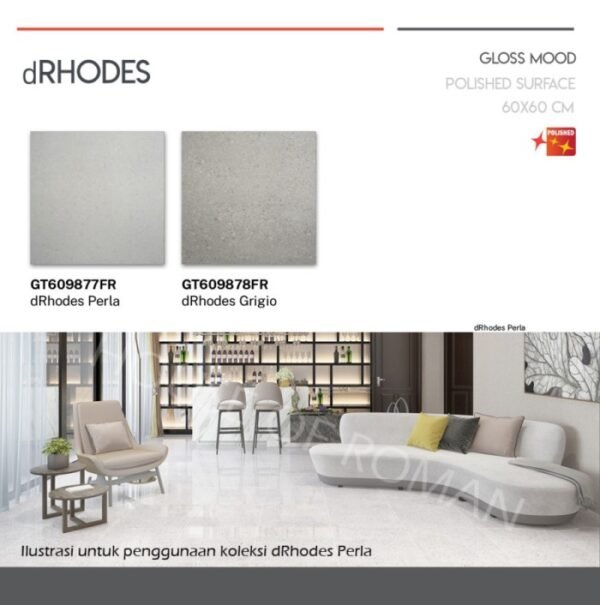 TERMURAH ROMAN GRANIT 60 X60 GT609878FR DRHODES GRIGIO - Image 4
