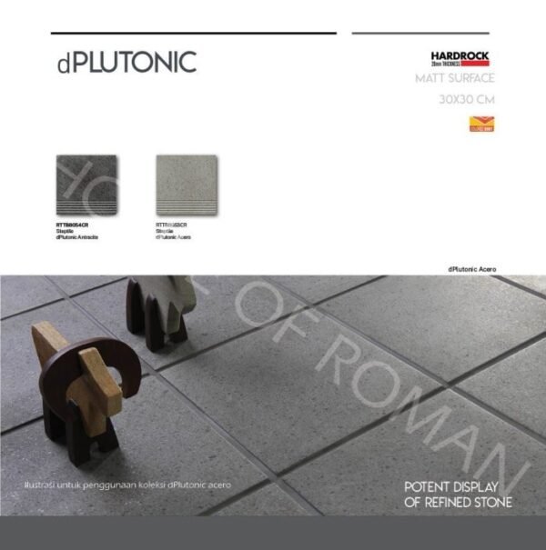 TERMURAH ROMAN GRANIT STEP TILE 30 X 30 RTTB8053CR DPLUTONIC ACERO - Image 3