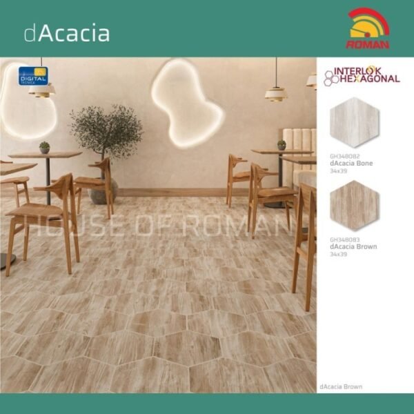 TERMURAH ROMAN HEXAGONAL 34 X 39 GH348083 dAcacia Brown - Image 4