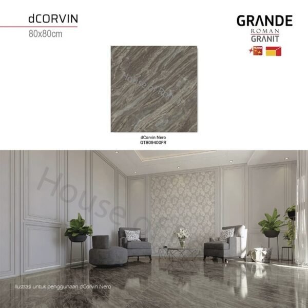 TERMURAH ROMAN GRANIT GRANDE 80 X 80 GT809400FR DCORVIN NERO - Image 3