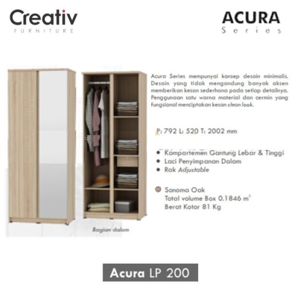 TERMURAH ACTIV FURNITURE ACURA LP 200 X 80 CM LEMARI PAKAIAN 2 PINTU - Image 2