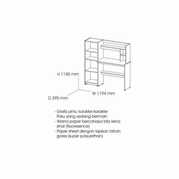 TERMURAH ACTIV FURNITURE POKU MB 121 X 118 CM MEJA BELAJAR ANAK MODERN - Image 2
