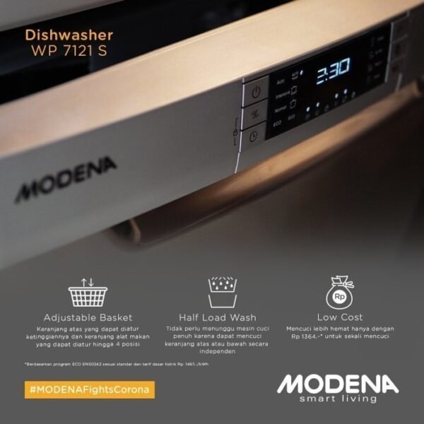 TERMURAH MODENA WP 7121 S MESIN CUCI PIRING FREESTANDING DISHWASHER - Image 3