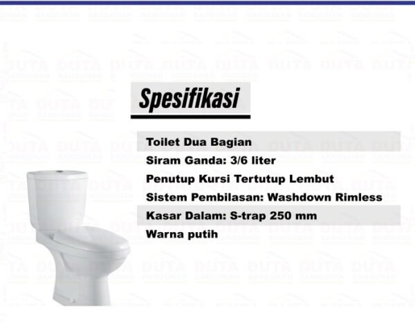 TERMURAH VOLK CELOSIA 021C TWO PIECE TOILET / CLOSET DUDUK - Image 3