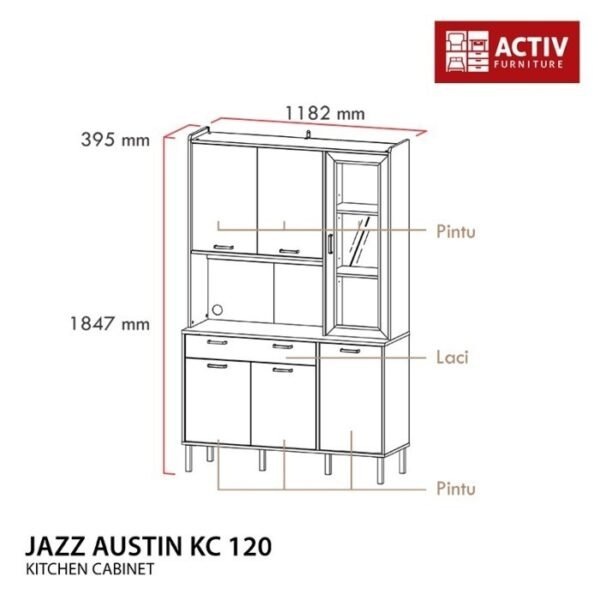 TERMURAH ACTIV FURNITURE JAZZ AUSTIN KC 120 X 185 LEMARI RAK DAPUR - Image 3