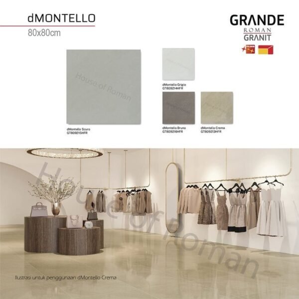 TERMURAH ROMAN GRANIT GRANDE 80 X 80 GT809213HFR DMONTELLO CREMA - Image 3