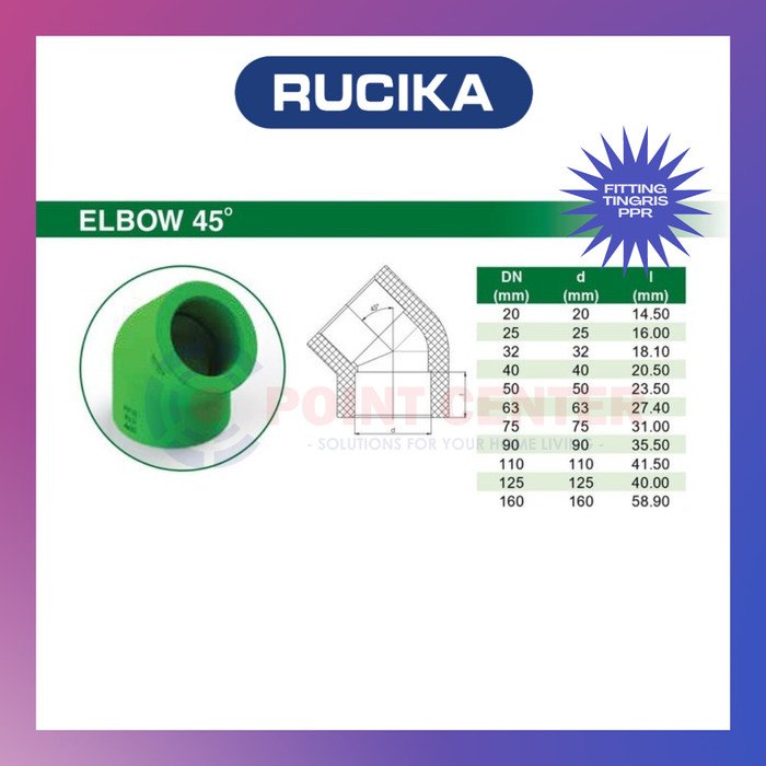 TERMURAH KNEE KNIE KENI L45 PPR 1/2" 1/2 INCH 20MM ELBOW RUCIKA TIGRIS - Image 3