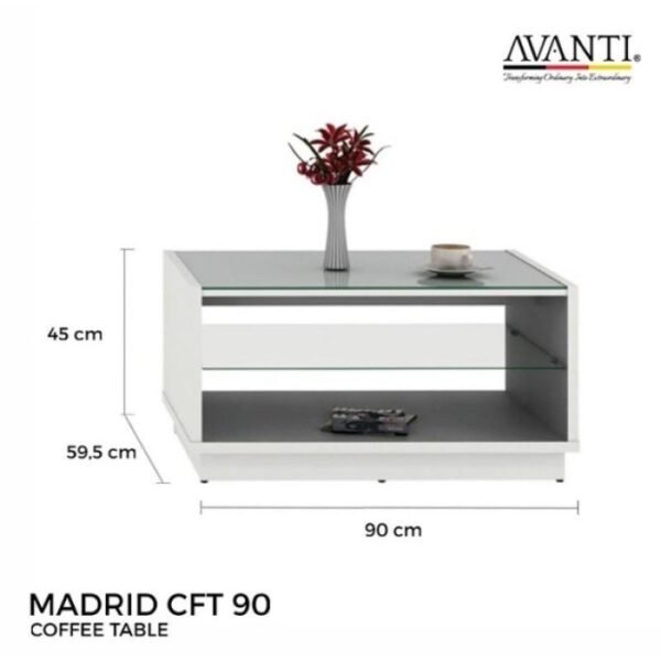 TERMURAH ACTIV FURNITURE MADRID CFT 90 MEJA TAMU PUTIH KACA - Image 3
