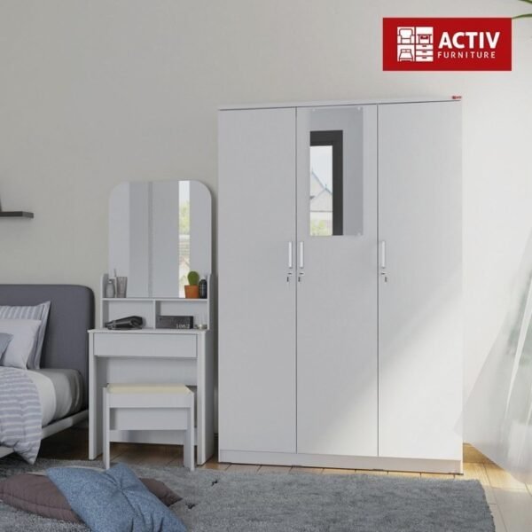 TERMURAH ACTIV FURNITURE SPIN LP 330 LEMARI PAKAIAN 3 PINTU MEJA KACA - Image 5