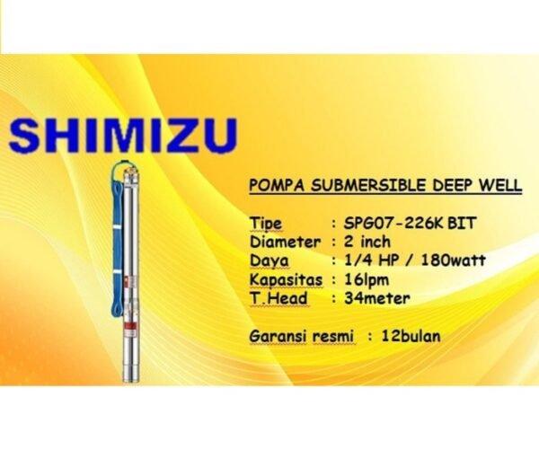 TERMURAH SHIMIZU POMPA CELUP SUMUR DALAM SUBMERSIBLE SPG07-226K BIT - Image 2