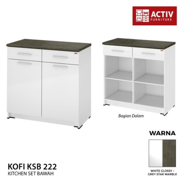 TERMURAH ACTIV FURNITURE KOFI KSB 222 LEMARI DAPUR BAWAH 2 PINTU - Image 3