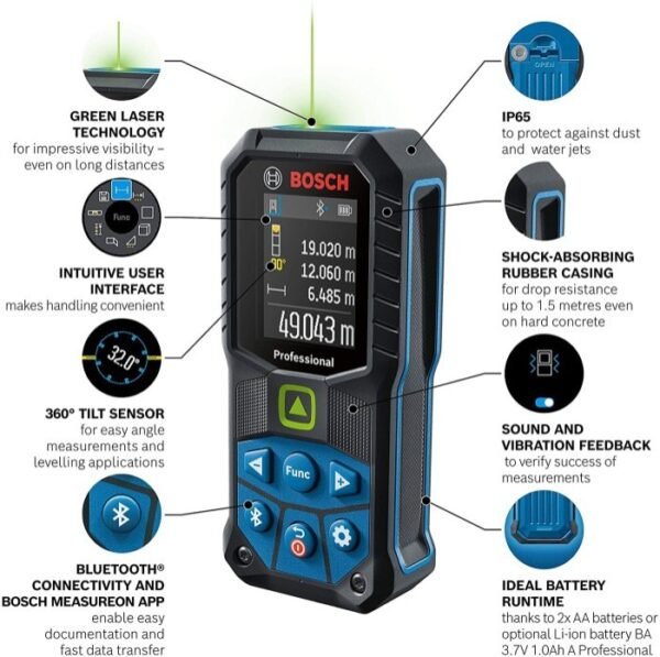 TERMURAH BOSCH METERAN LASER/ LASER TOOL 50M GLM 50-27 CG RANGE FINDER - Image 4