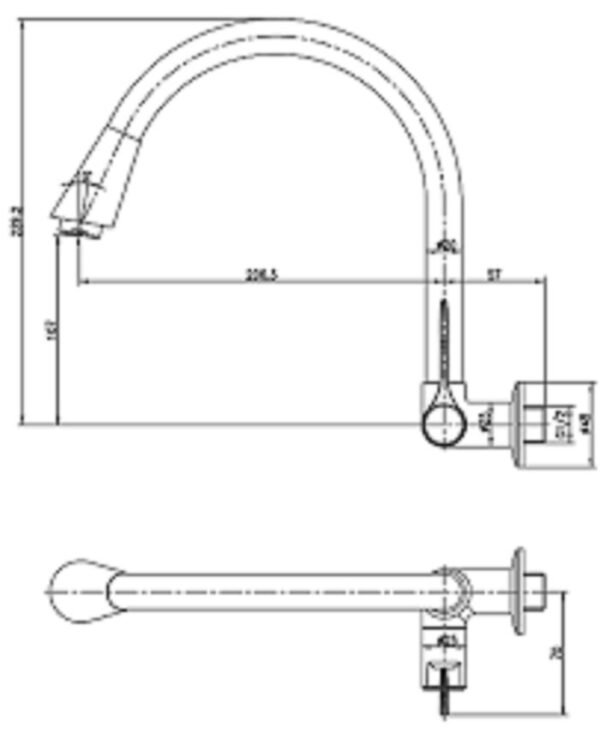 TERMURAH WASSER TL3-041F Kran Tembok Dapur Cuci Piring Sink Fleksibel - Image 3