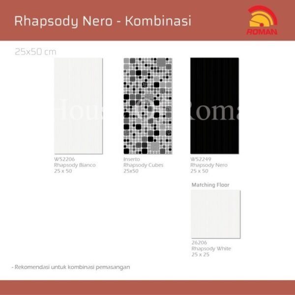 TERMURAH ROMAN KERAMIK 25 X 50 W52249 RHAPSODY NERO GOL D - Image 2